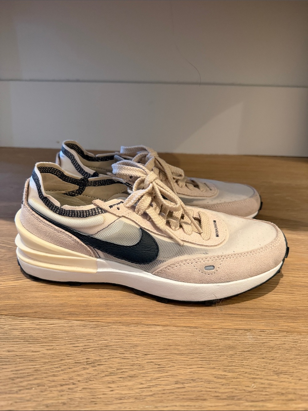 Nike Beige and Black Retro Trainer Sneakers